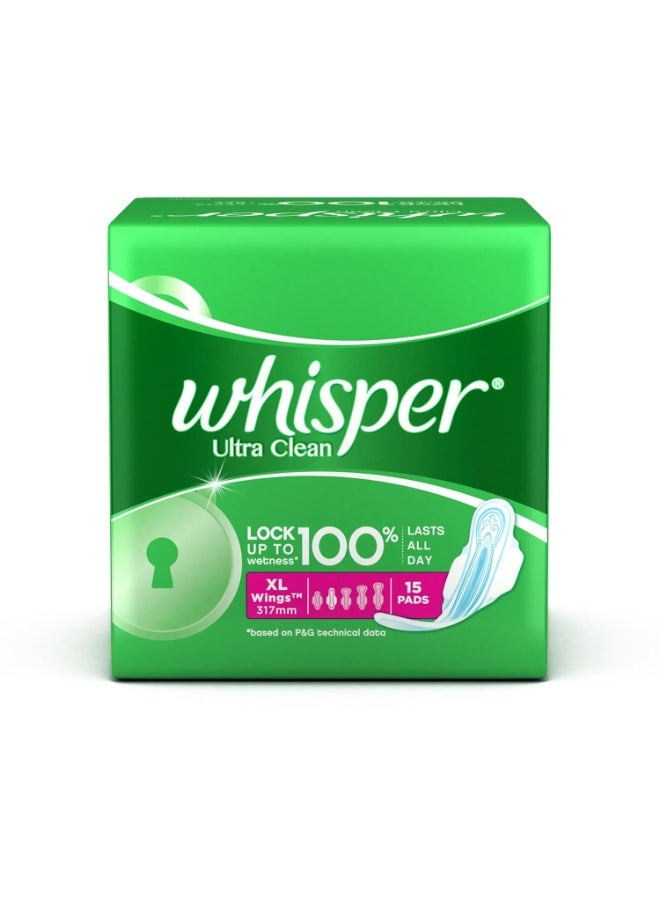 Whisper Ultra Sanitary Pads Xl Plus Wings - Pack of 15 Count - Image 3